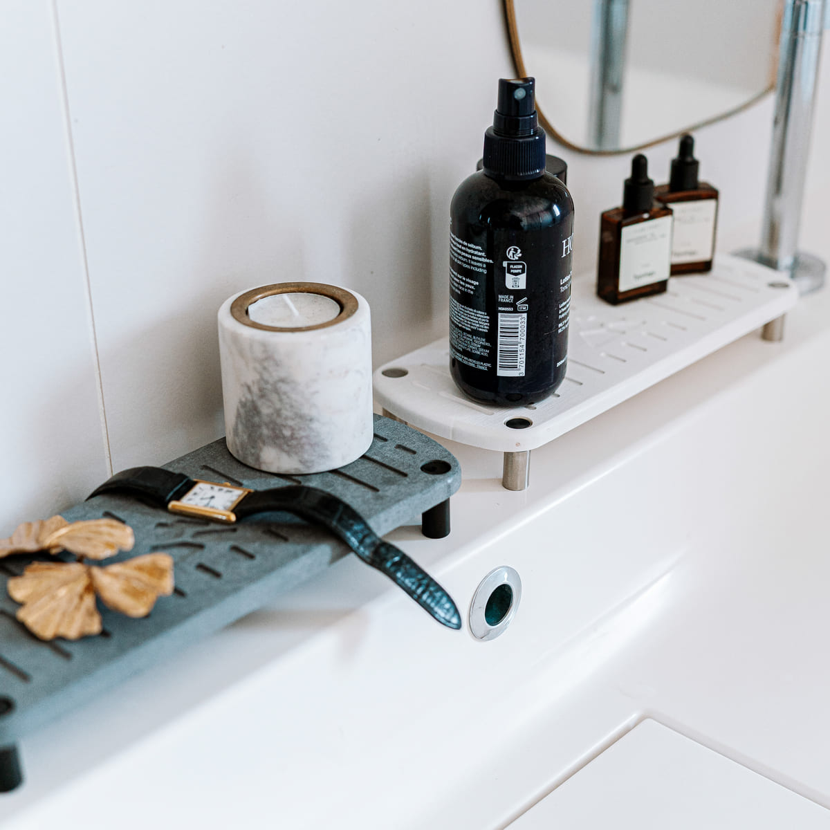 Set of 2 accessory holders made of diatomite stone