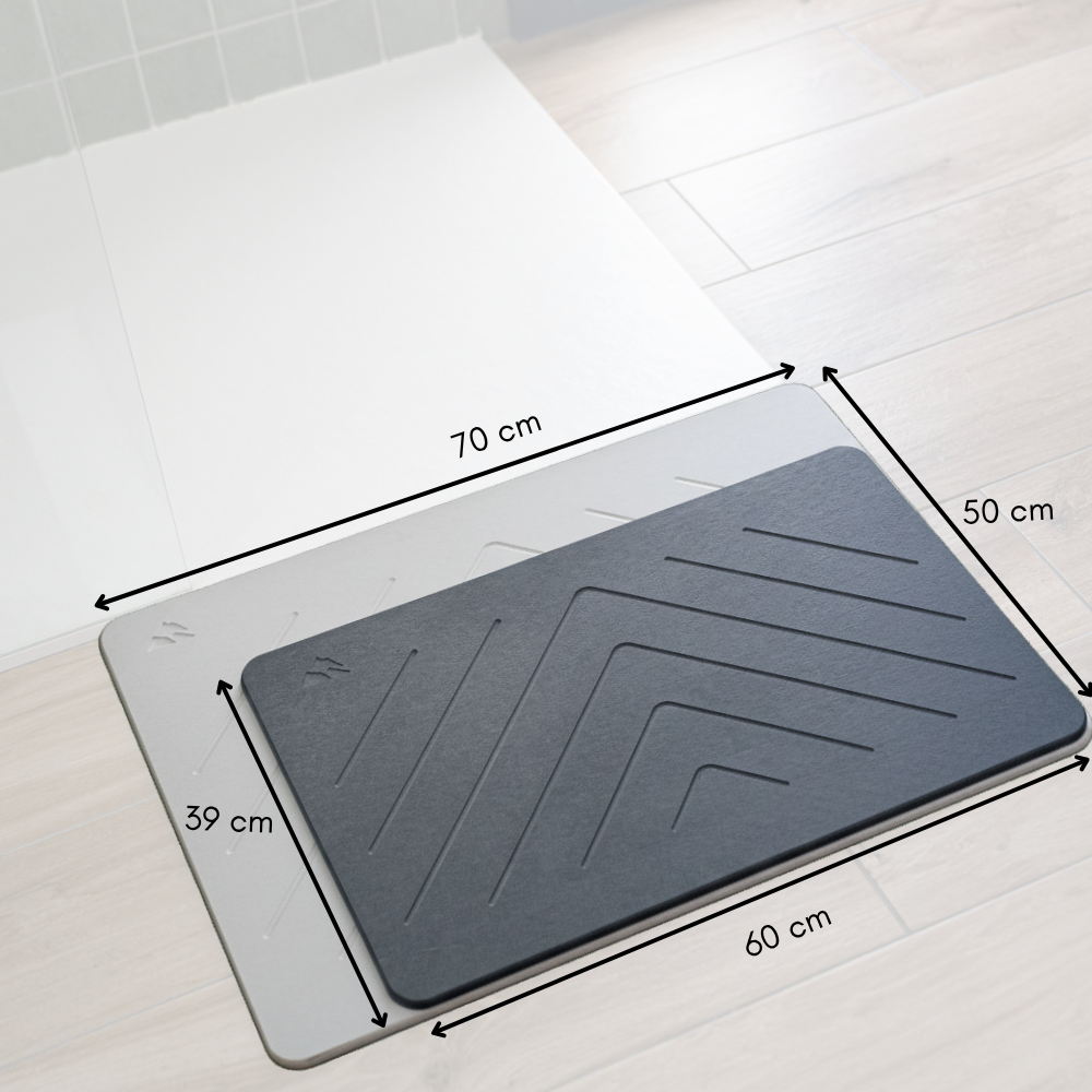 Dimensions tapis de bain en pierre de diatomite Kooroo